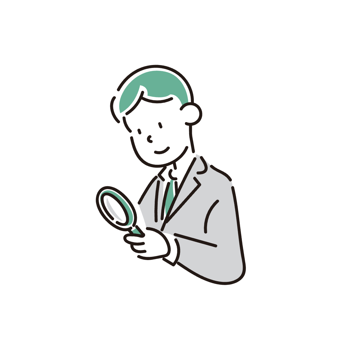 細かいところまで確認する人のイラスト